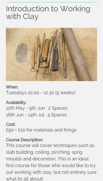 Screenshot of Elly Wall Ceramics course introduction.
