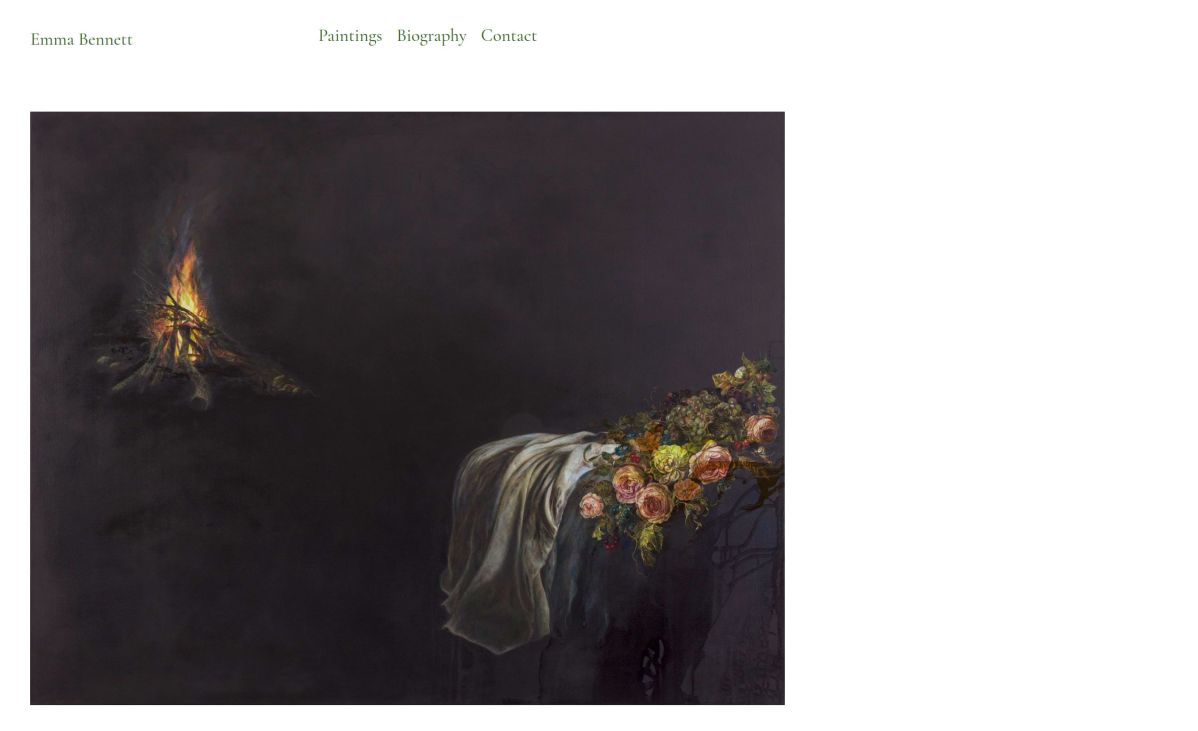 homepage of Emma Bennett's website.