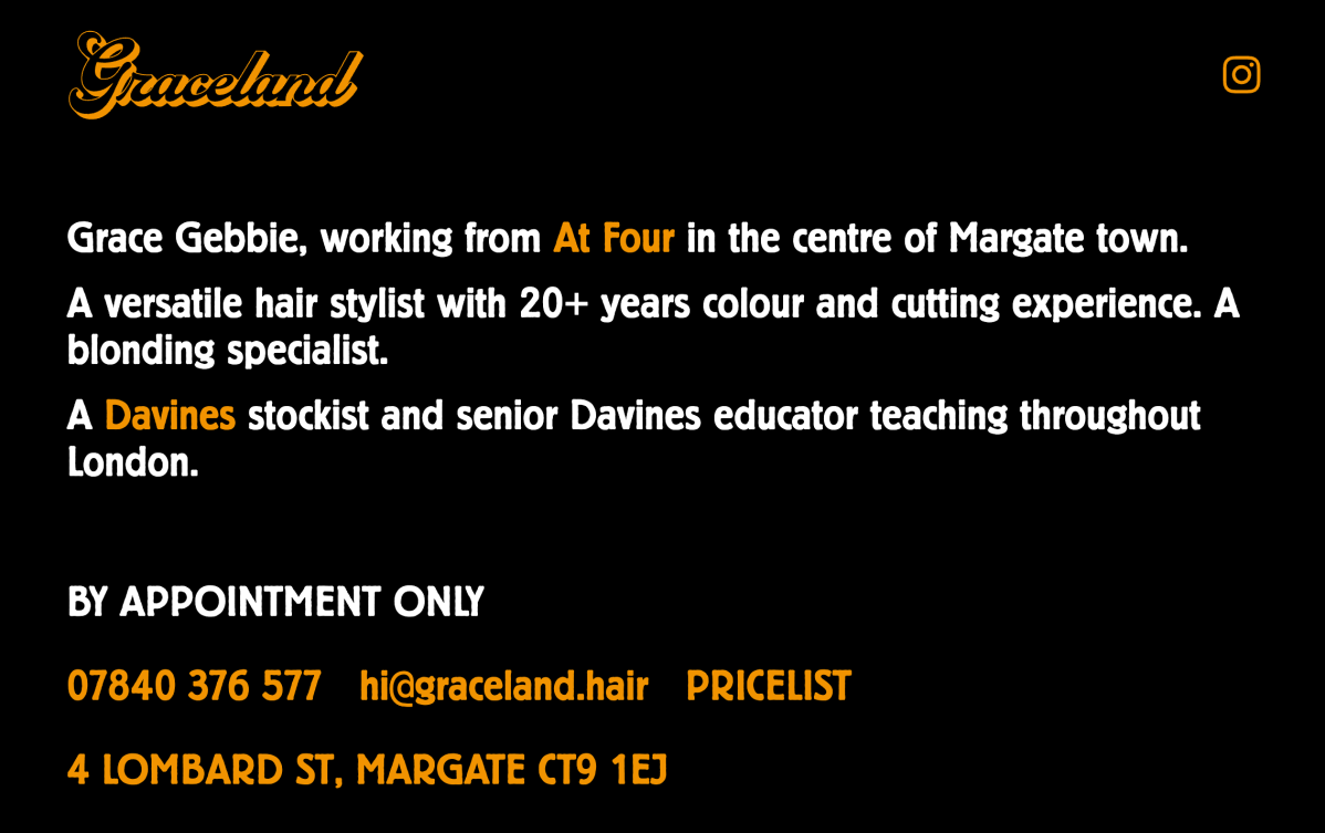 website screenshot of Graceland hair salon in Margate.