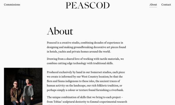 Screenshot of Peascod about page.
