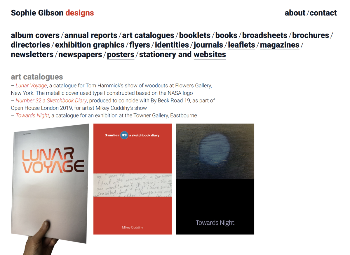 webpage listing graphic design services.